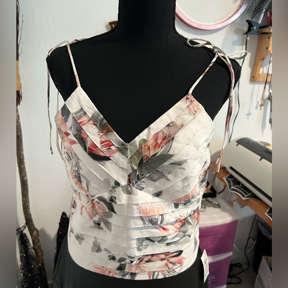 EXPRESS pleated floral cami. Size M